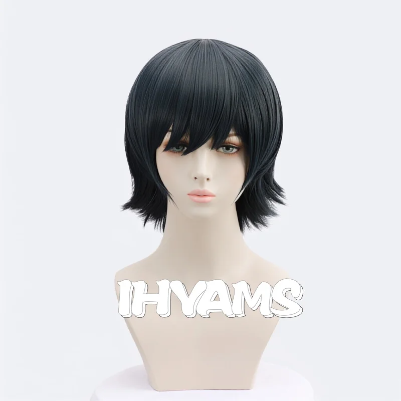 Himeno Cosplay Wig 30cm Short Green Blue Black Mixed Wig Cosplay Anime Cosplay Wigs Heat Resistant Synthetic Wigs