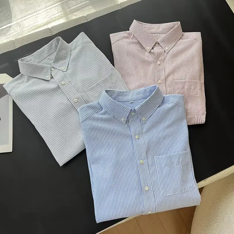 ex Ox Cloth Long Sve Gestreepte Contrasterende Kleur Casual Kraag irt Veelzijdig Woon-werkverkeer irt voor mannen en vrouwen