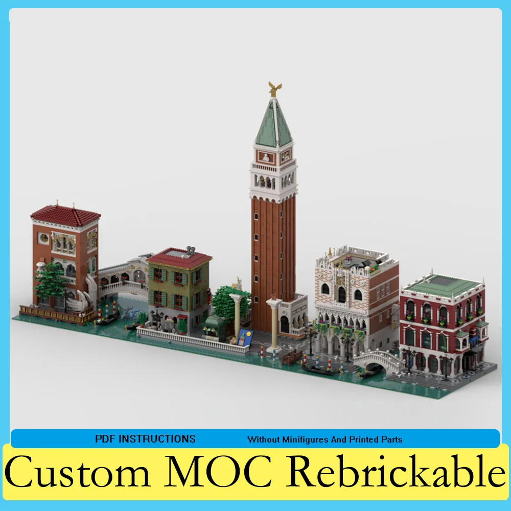 25989PCS Customised Venice San Marco Building Blocks Street View MOC Bridge Landscape Model DIY Birthday Toys Christmas Gift