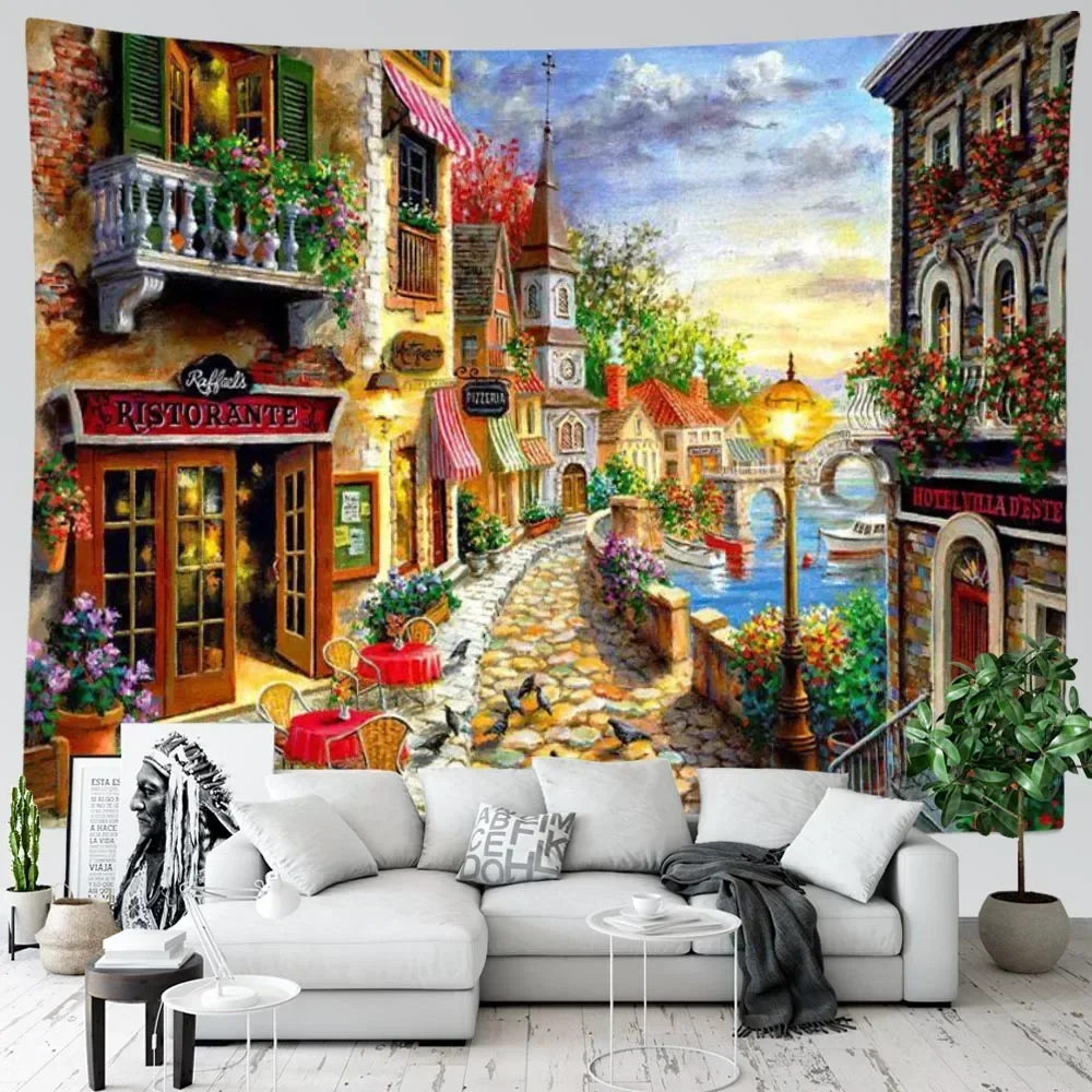 SepYue тканый настенный гобелен с принтом, настенное украшение в стиле бохо, декор для спальни, психоделическое одеяло в стиле хиппи, тонкий европейский пейзаж