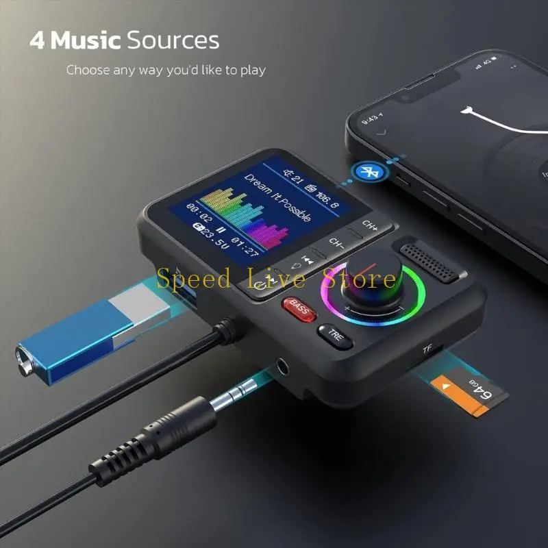 547C Handfree Call Car Wireless Adapter FM Transmitter with MP3 Playback and PD20W Fast Support Intelligent Charging