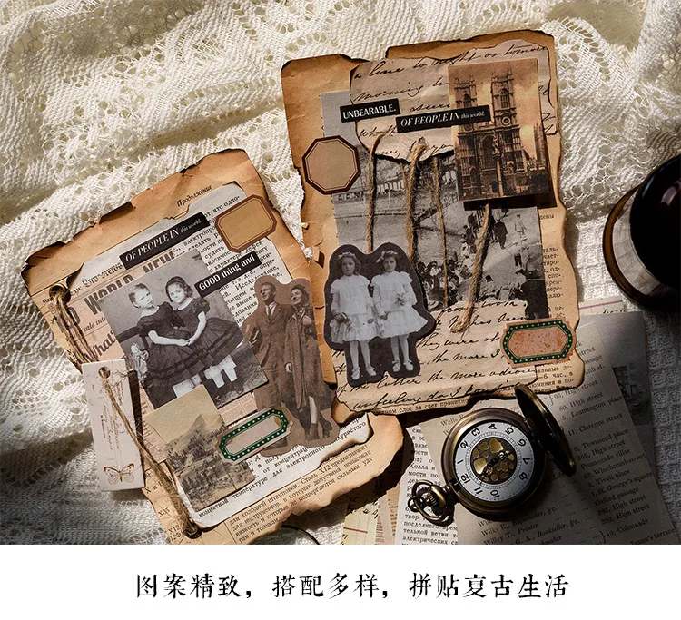100pcs Vintage Scrapbooking Light Paper Kit DIY Junk Journal Collage Stationery Background Decor Materials for Creative Projects