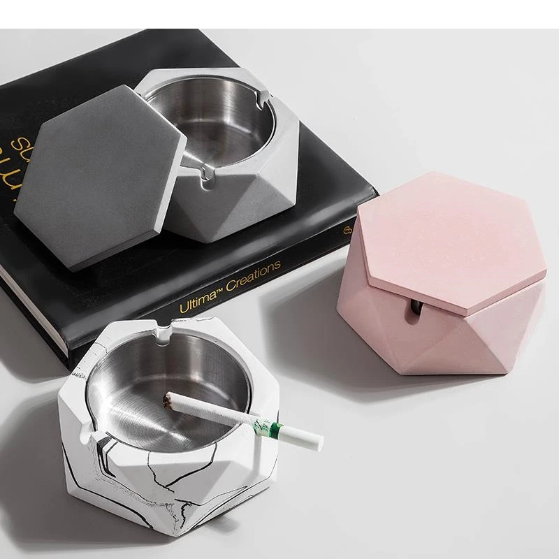 Car Ashtray Cement Drop Resistance Ash Tray Holder Gift for Boyfriend Ashtrays with Lids Decoration