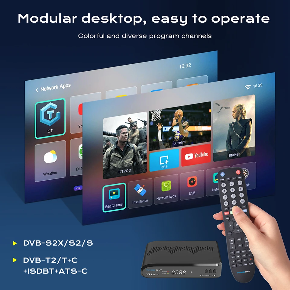 GTMEDIA V8 Ultra Mars Satellite Receiver, Support DVB-S2X/S2/S DVB
