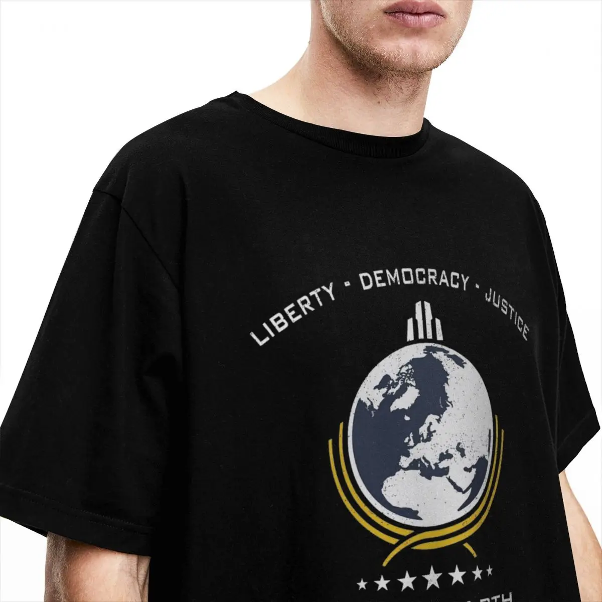 Super Earth T Shirt Men Diving Into Hell For Liberty Y2K Fun 100 Cotton T-Shirts Summer O-Neck Hippie Tees Print Oversized Tops