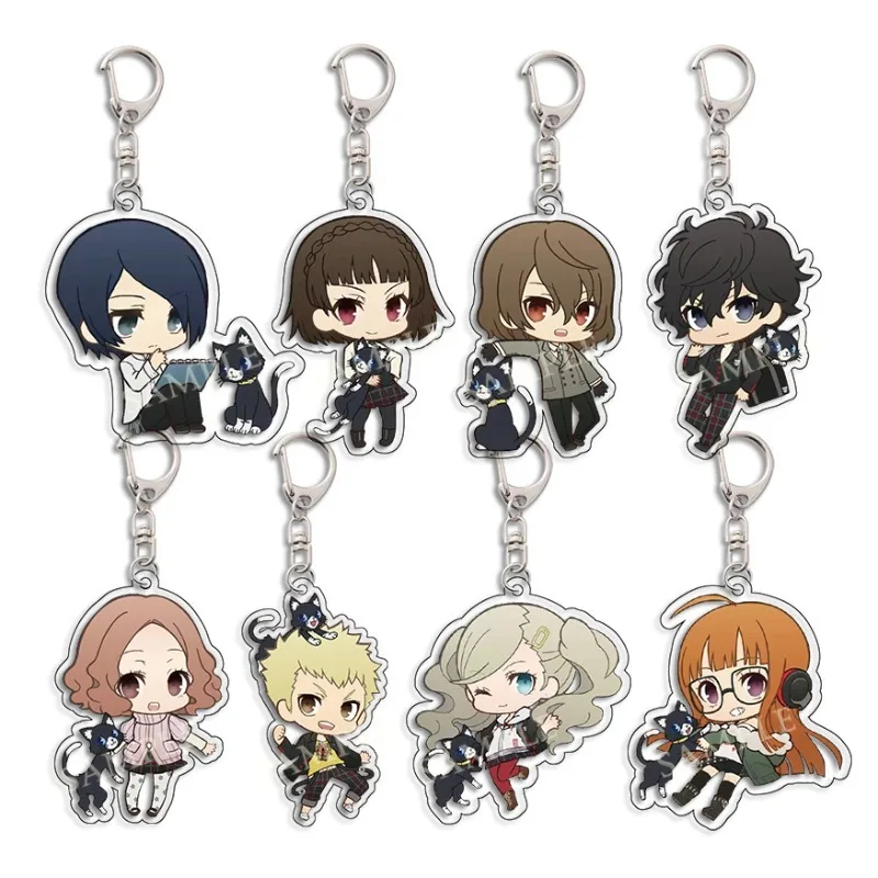 Mixed Game Persona 5 Keychain Ren Amamiya Ryuji Sakamoto Anne Takamaki Cartoon Print Acrylic Key Chain Collection Christmas Gift