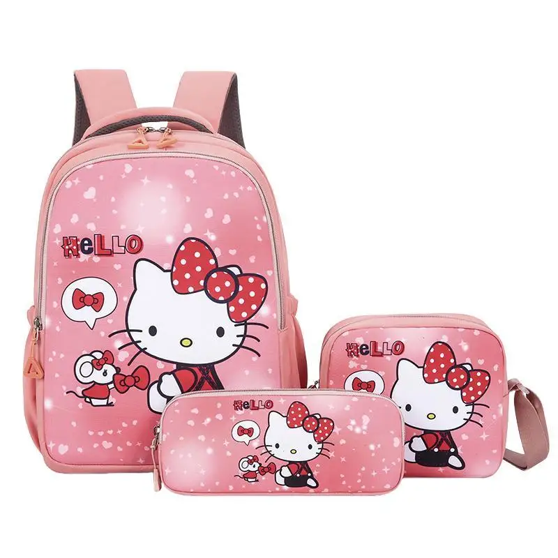 

Детский рюкзак Sanrio с героями мультфильмов «Hello Kitty Kuromi», легкий водонепроницаемый школьный рюкзак большой емкости, сумка-мессенджер, пенал Kawaii