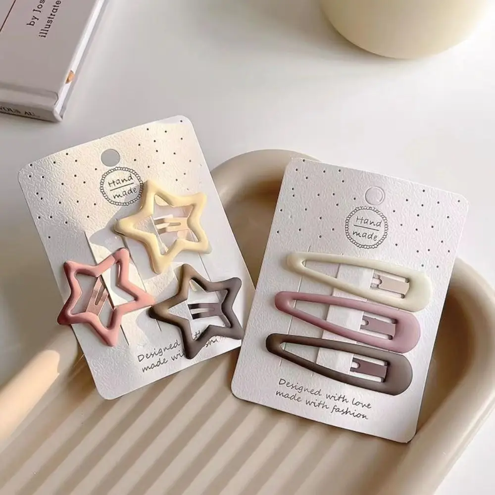 3 pz/set Water Drop Star Love BB Clip Sweet Metal Square Y2k Barrettes fermaglio per capelli stile coreano lato della fronte