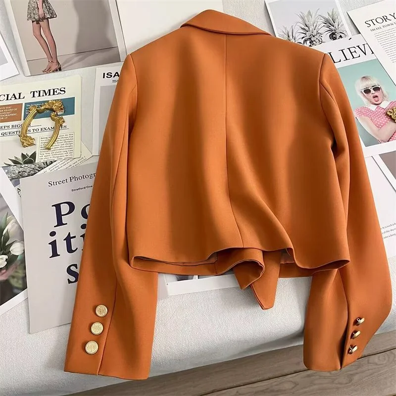 Net Red Short Western Style Small Suit Jacket Female Spring Autumn Korean Version of Explosive Slim Retro Light Luxury Suit Top