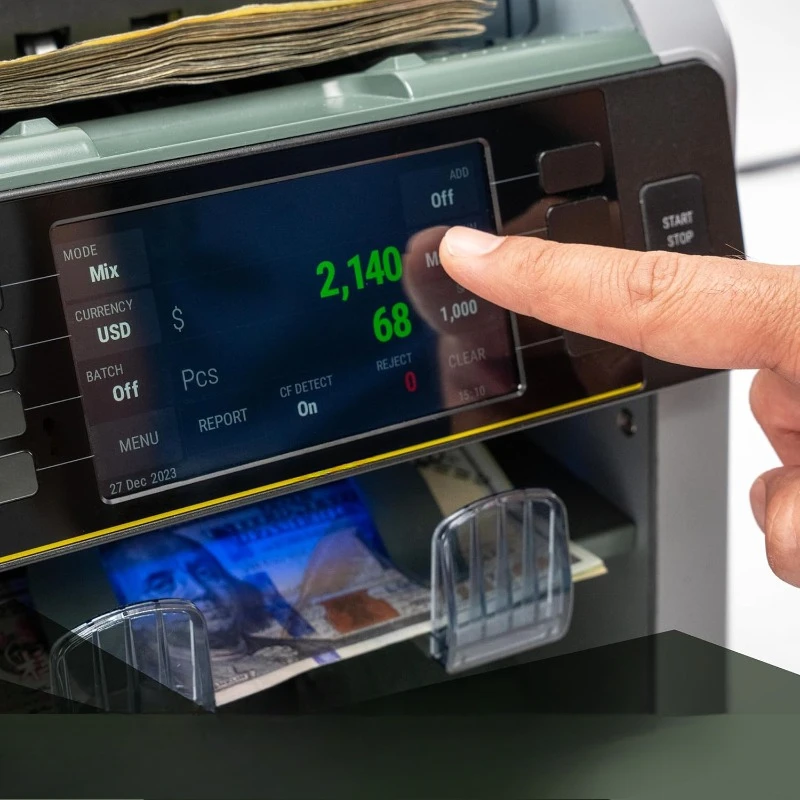 Bank-Grade Money Counter Machine Mixed Denomination | 2-Pocket Cash Counter Machine, Currency Discriminator