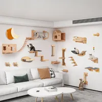 Wall-Mounted Cat Climbing Shelves Cat Tree Tower with Sisal Stairs Scratching Post Cats Playground Catwalk In Sky Kittens Toy