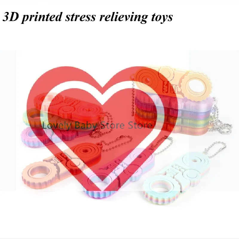 3D Printed Three In One EDC Fidget Toy Gear Rotation Stress Relief Hanging Pendant For Kids Adults Anti Anxiety Hand Play Toy