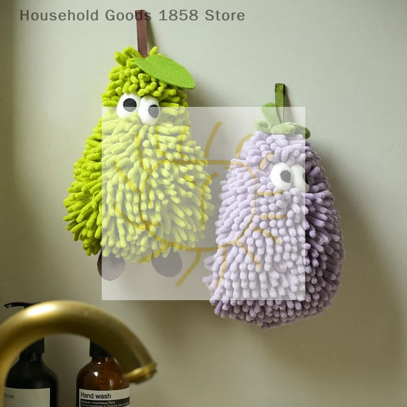 1pc Hand Towel For Kitchen And Bathroom Banana/Strawberry Shaped Hanging Washcloth Chenilles Cloths Soft Absorbent Towel