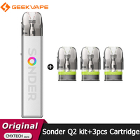 Original GeekVape Sonder Q2 Kit 1350mAh 30W Vape + 3pcs Extra 3ml Q Pod Cartridge 0.8ohm E-Cigarette Vaper Option