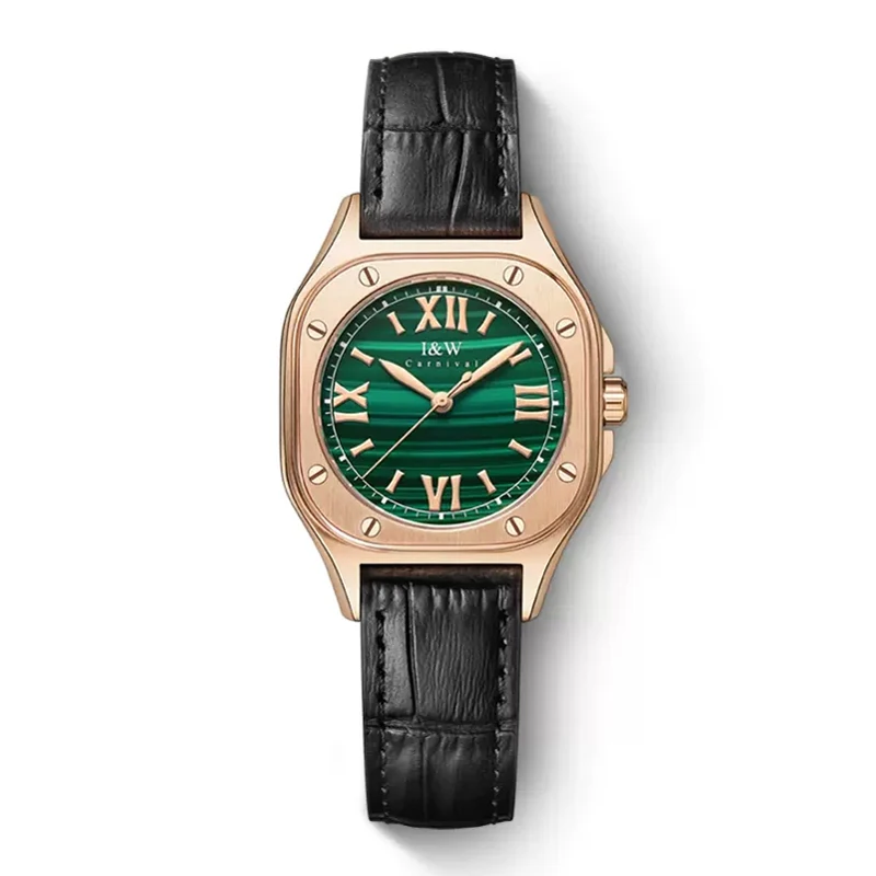 CARNIVAL Square Fashion Forest Green Wristwatch Bracelet Simple Elegant Ladies Quartz Watches For Women reloj para muje New