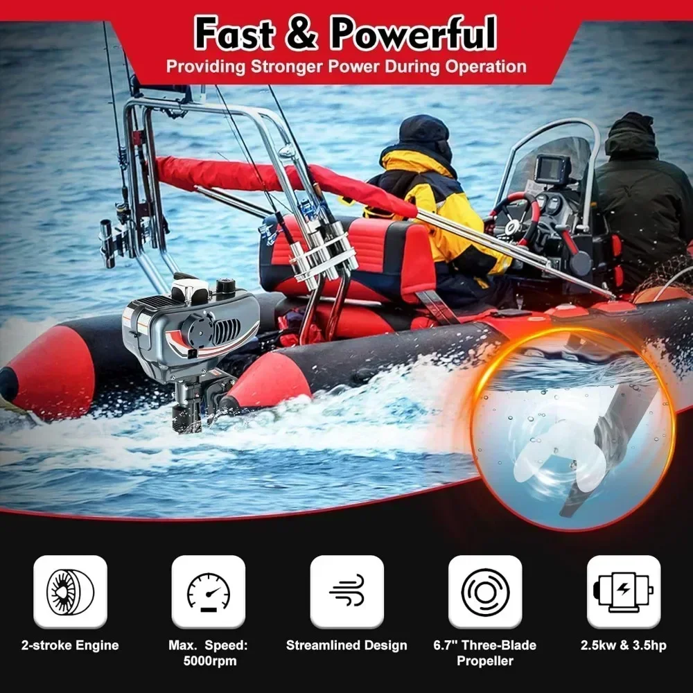 

49cc Outboard Engine Motor 2-Stroke Gasoline Motorboat Engine Outboard 3.5hp For Fishing Aquaculture Outdoor Adventure Fishing