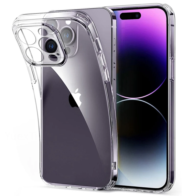 

Ультратонкий прозрачный чехол для телефона для iPhone 11, 12, 13, 14, 15, 16 Pro Max Mini XR X XS 7, 8 Plus, мягкая силиконовая задняя крышка, прозрачный чехол