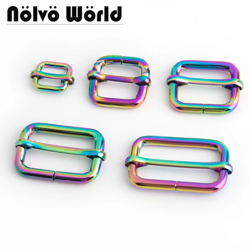 10/50 Pcs13-38mm Bags Strap Buckles Metal Slider Tri Glide Adjust Belt Buckle for Webbing Shoes Clothes Leather Part Accessories