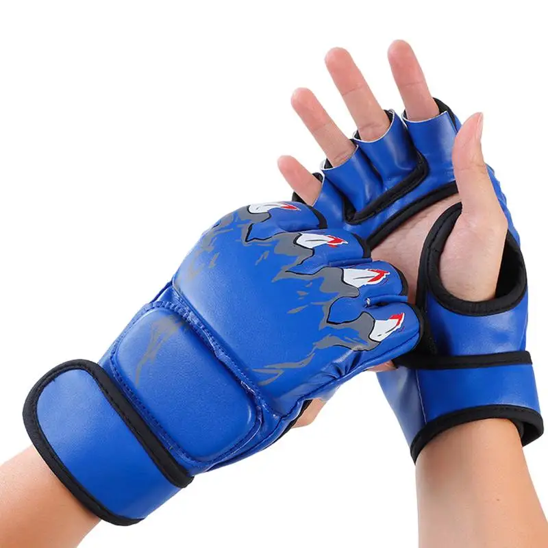 Boxing Training Gloves Half-Finger Boxing Fight Gloves Sparring Punching Bag Training Half Finger Gloves Wrist Wraps Support For