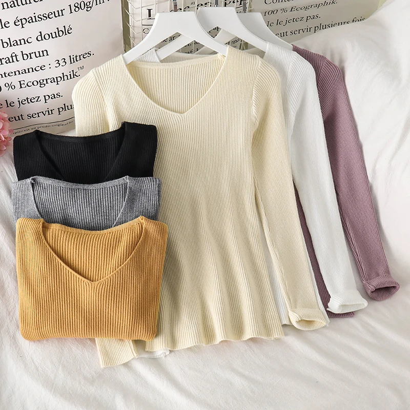 

ITOOLIN Heliar Women Fall Jumpers V-Neck Thin Soft Knitting Pullover Long Sleeve Casual Knitted Sweaters For Women 2025