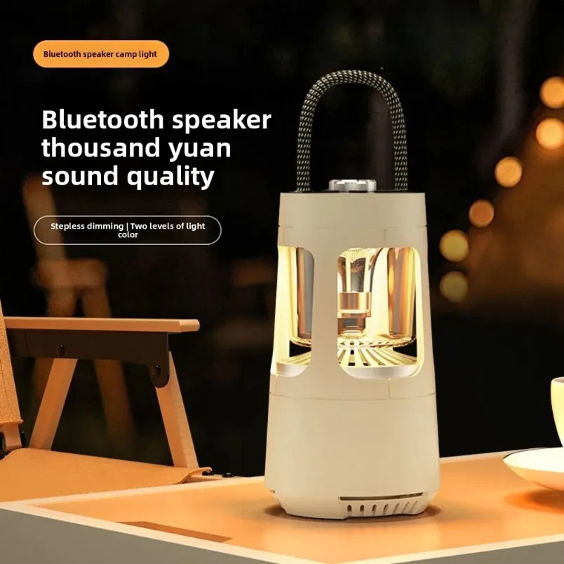 

High Quality Wireless Bluetooth 5.3 Speaker 360 Surround Sound Subwoofer Card with Outdoor Wild Camping Lamp For Outdoor Camping