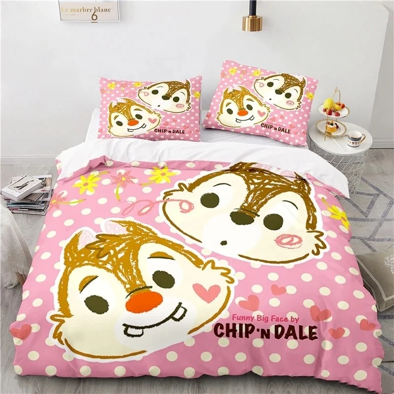 Disney Cartoon Chip 'n' Dale comforter sets, Home Bedroom Twin Full Queen Bed Bedding Set Boy Girl Duvet Set Gift 2/3pcs