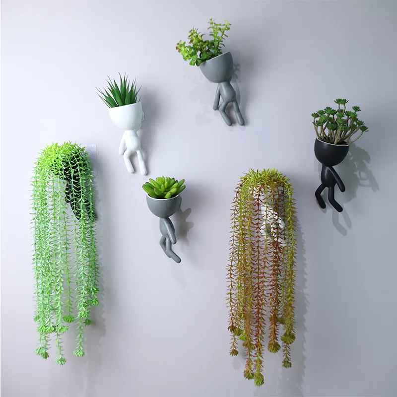 Wall Hanging Character Portrait Flower Pot Ceramic Succulents Plant Pot Abstract Sculpture Human Face Flower Pot Home Vase Decor