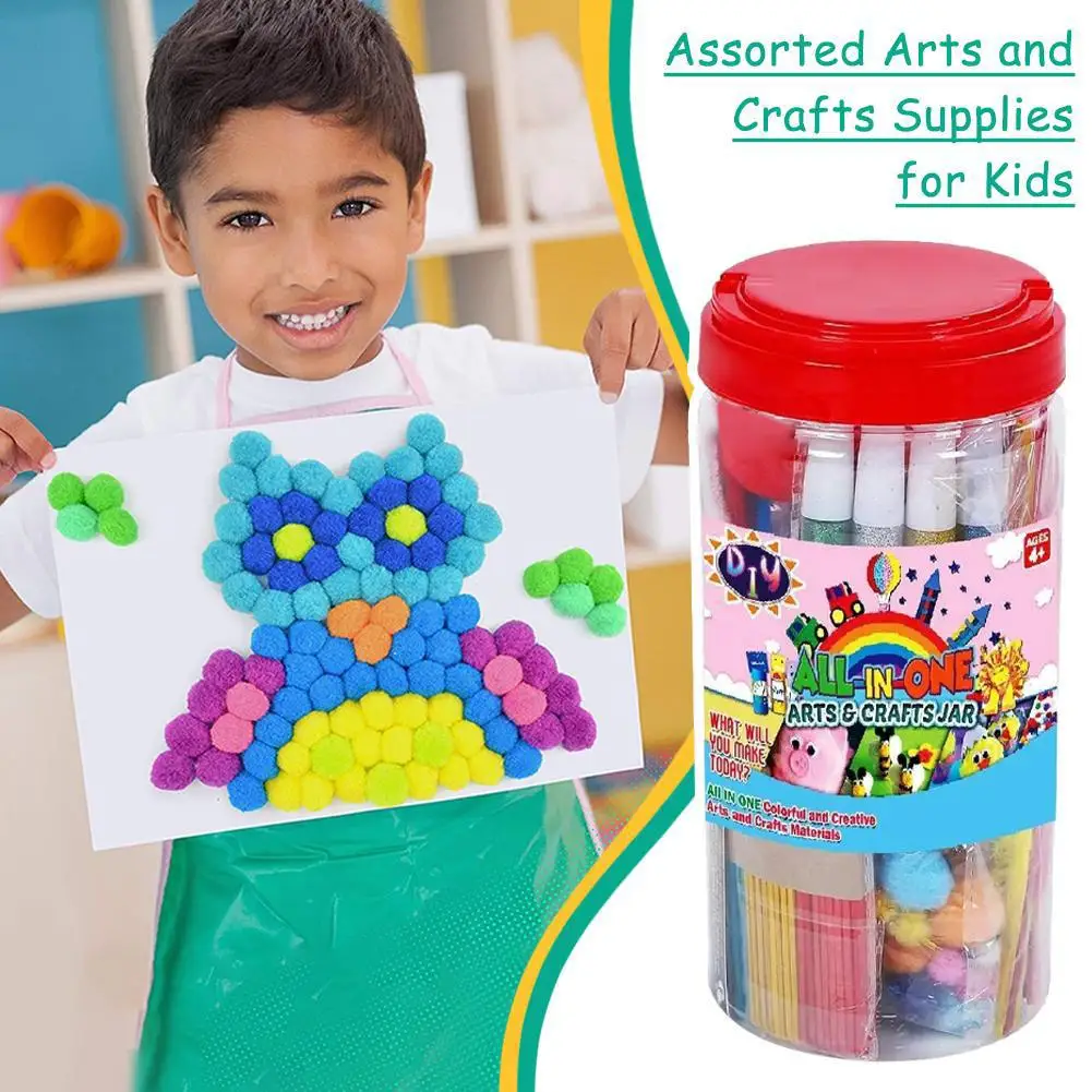 

Colorful DIY Material Kit for Kindergarten Handcraft - Includes Yarn Balls Yarn Sticks Twist Sticks Craft Kit for Kids