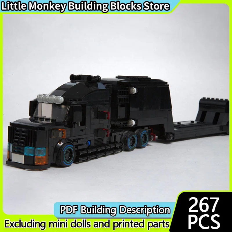

City Car Model MOC Building Bricks Black Heavy-Duty Flatbed Transport Truck Modular Technology Children Holiday Gifts Toys Suit