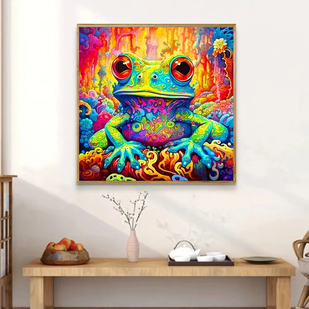 Jigsaw Puzzle 500PCS/1024 PCS Psychedelic Rainbow Frog Bright Swirl Abstract Jungle Art DIY Puzzle Home Wall Ornament