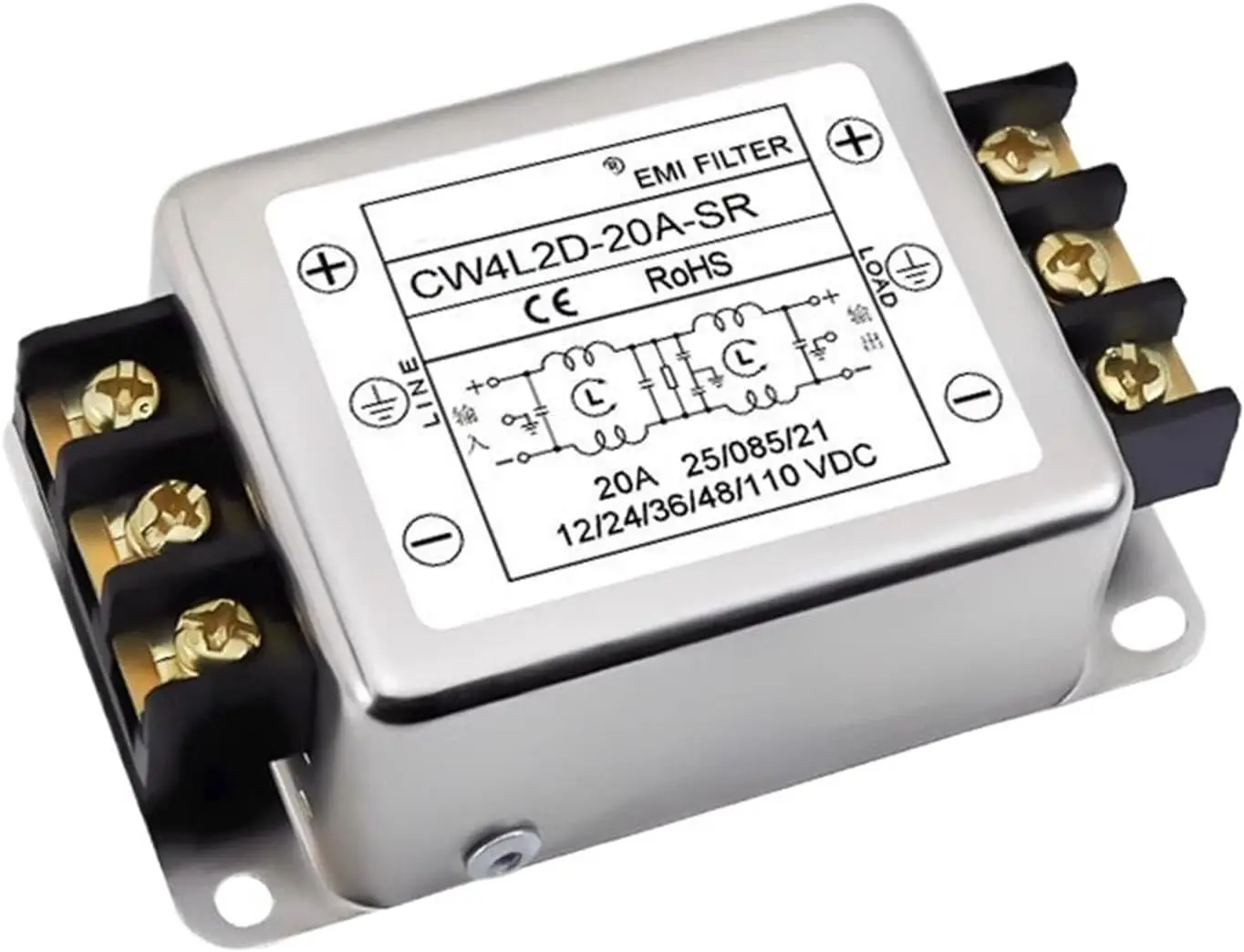 DC Power Supply Filter For EMI Filter Terminal Type DC 2-Stage Power Supply Filter 50/60HZ 110VDC, CW4L2D-3/6/10/20A-SR Series,