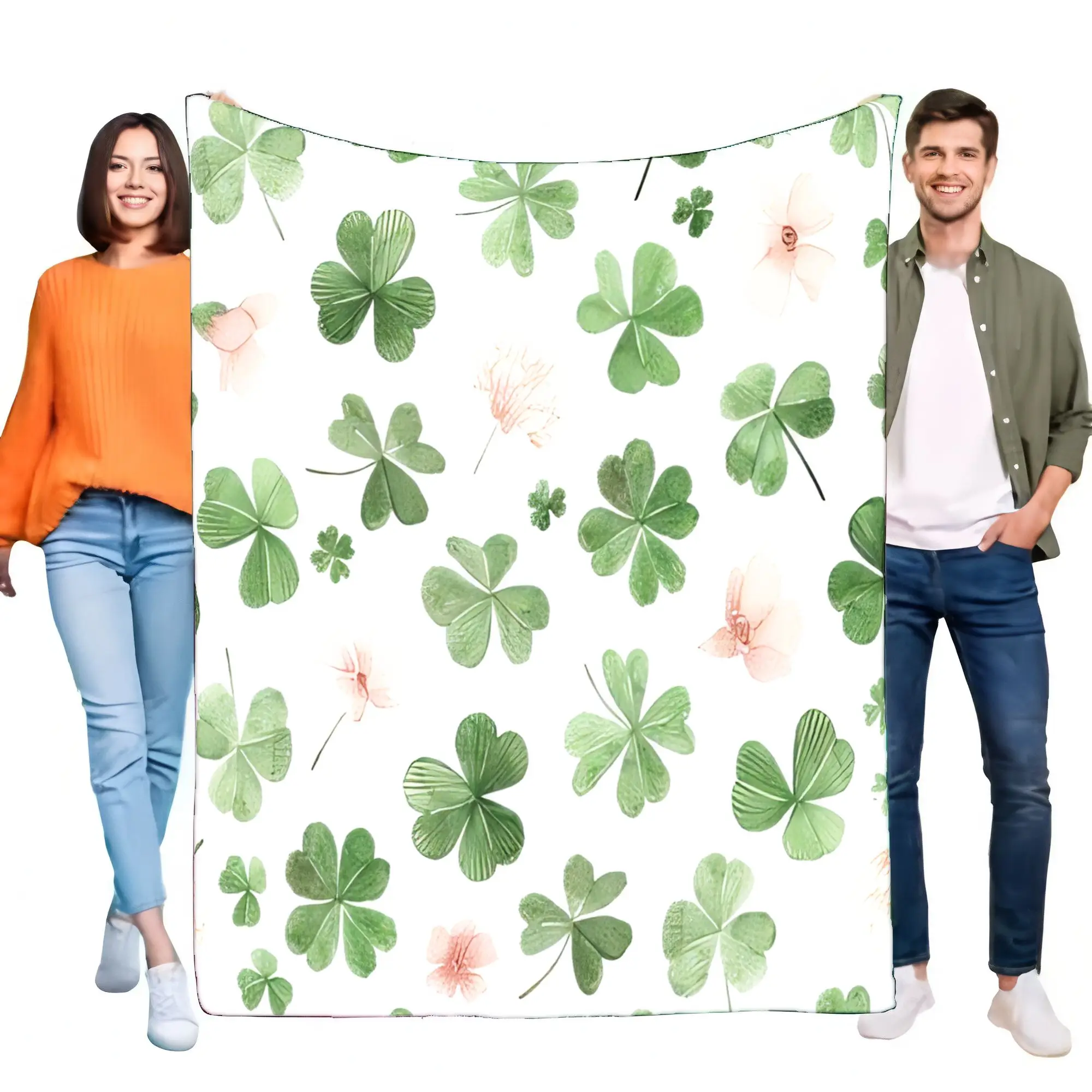 Stunning Clover Leaf Blanket Soft Cozy Throw Lightweight Indoor Outdoor Use Perfect Gift for St. Patrick's Day Home Decor