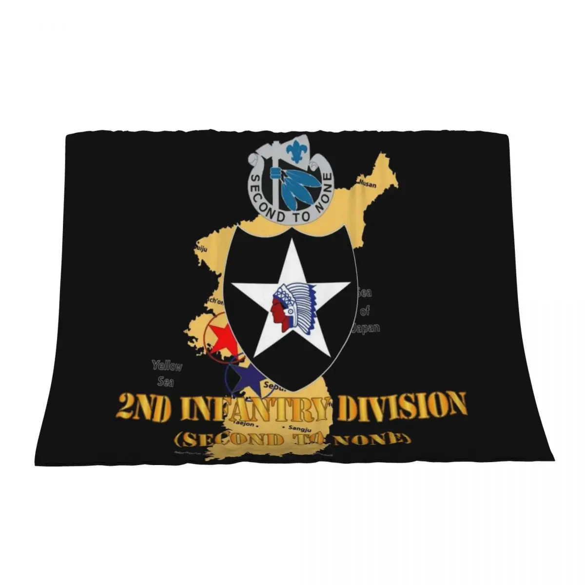 

Army - Korea Map - 2nd Infantry Div - Second to None Throw Blanket Plaid Multi-Purpose Summer Beddings Blankets