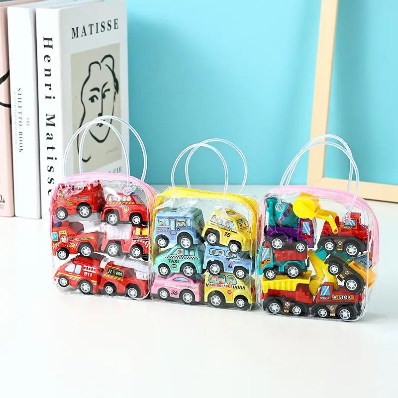 6 pièces retirer modèle de voiture jouets véhicule Mobile camion de pompier modèle de Taxi enfant Mini voitures garçon moulé sous pression jouet cadeau pour les enfants