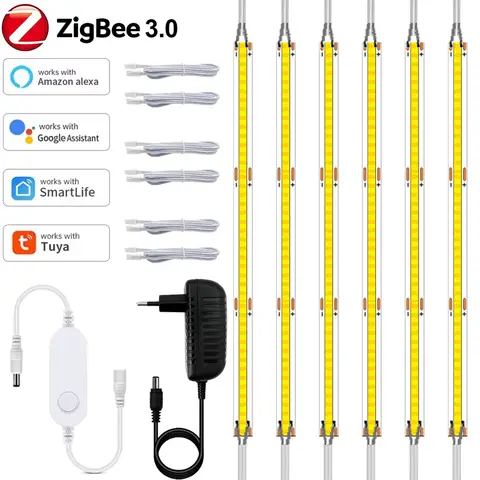 50CM Zigbee 3.0 DC12V COB LED Strip Light Warm White Flexible Dimmable LED Cabinet Light 320leds/m Home Decor for Alexa Google