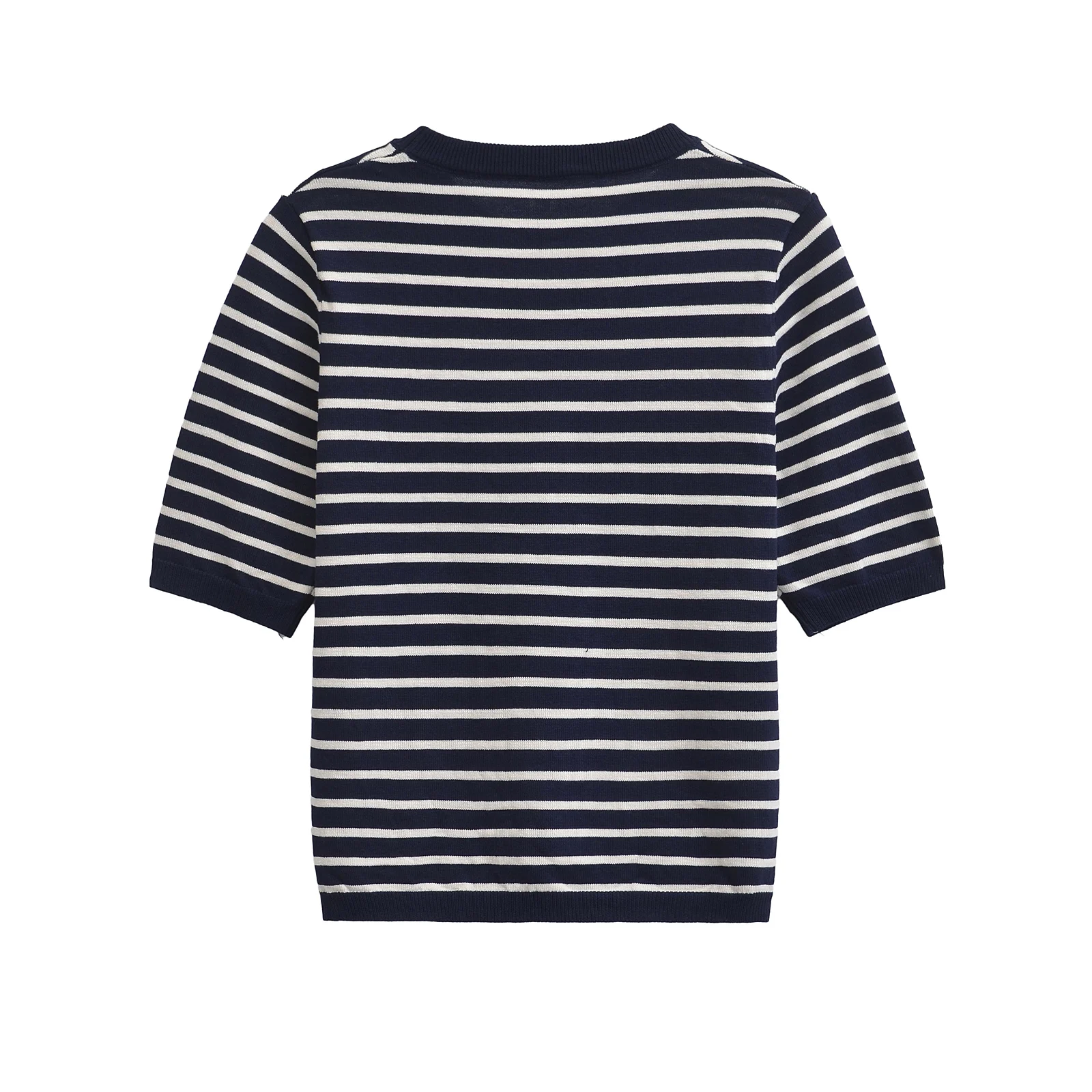TRAF 2024 Knitted Sweater Women Short Sleeve Sweater Woman Jumper Casual Autumn O Neck Pullovers New Knit Top 3433/006