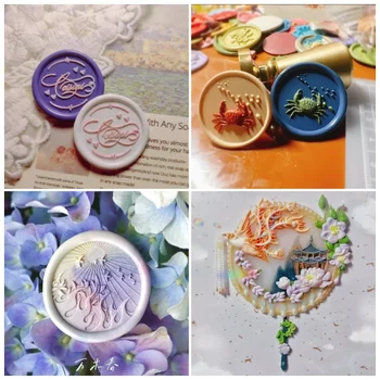 Phoenix Fan embossing seal head cute cat carving multi-layer Diy fire seal Copperhead invitation envelope sealing stamp toy