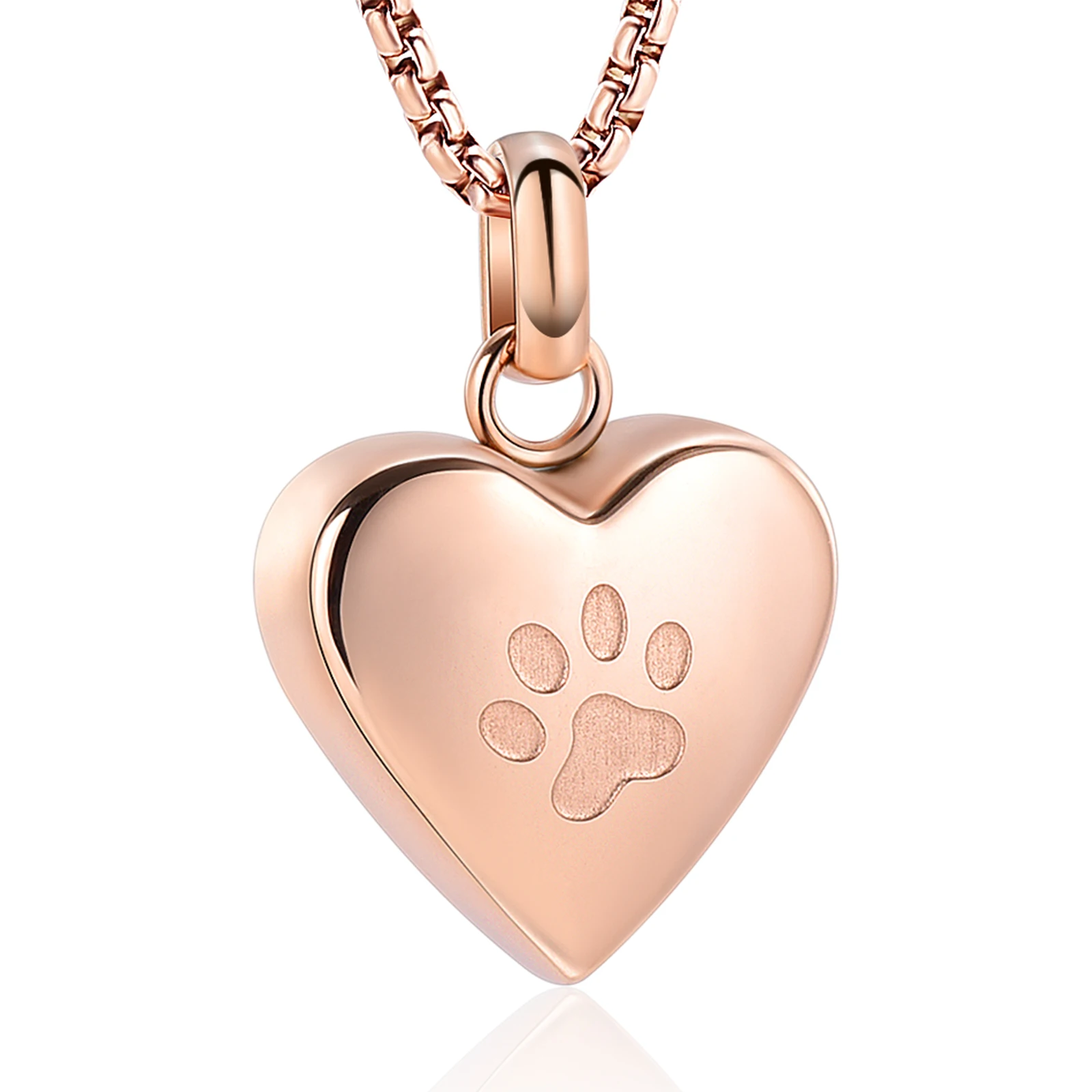 IJD8455 Dog Paw On My Heart Stainless Steel Cremation Jewelry Pendant For Ashes Loss Of Pet Keepsake Memorial Urn Necklace