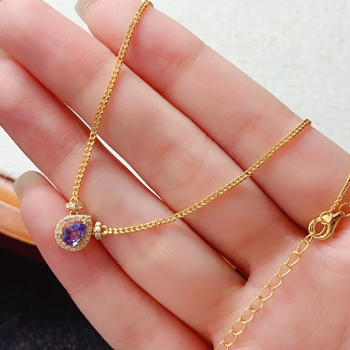 925 Silver Gemstone Necklace Natural Tanzanite Necklace for Daily Wear 4mm * 6mm 0.4ct VVS Grade Tanzanite Jewelry