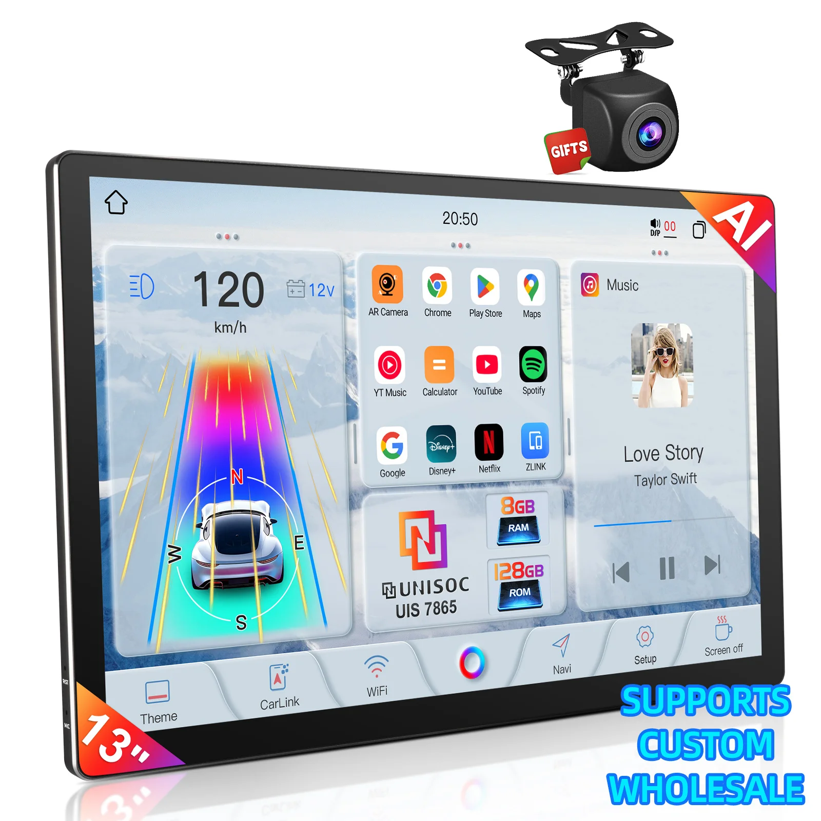 Universal Android 14 Car DVD Player GPS Car Navigation Car Radio Video 13 Inch Touch Screen MP5 Player