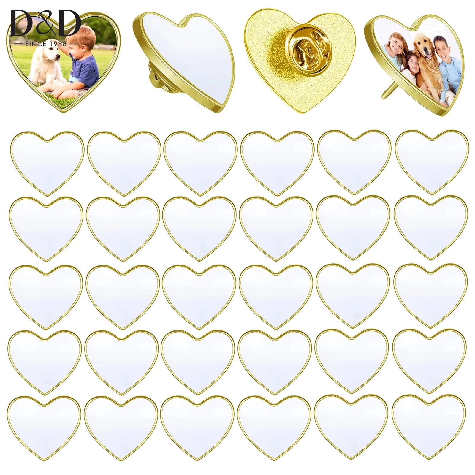 

100pcs Sublimation Blank Pin DIY Button Badge Gold Blank Base Pins Aluminum Sheet with Butterfly Pin Backs for DIY Jewelry