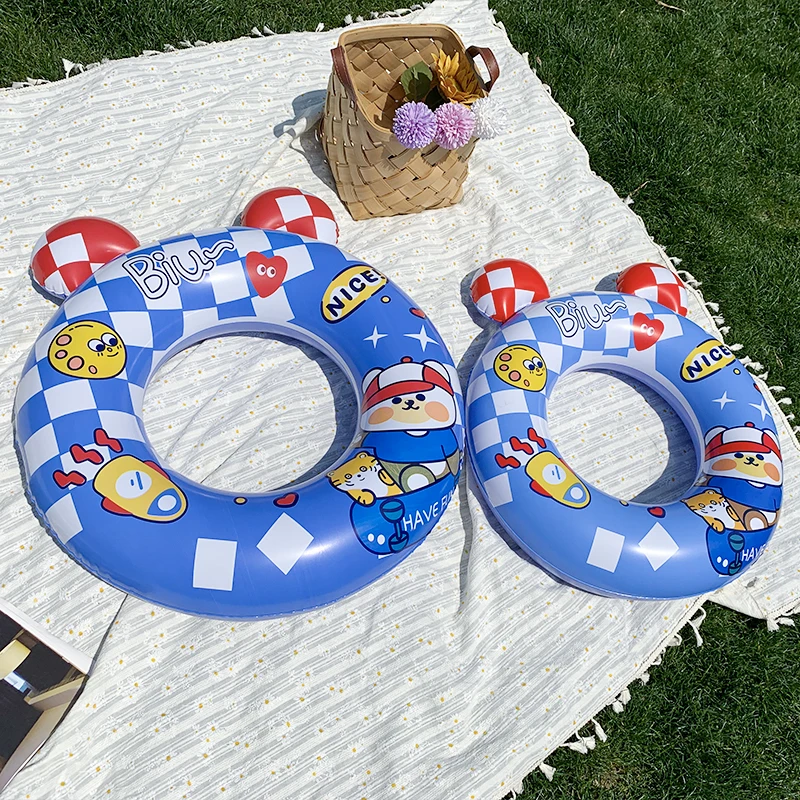 Ins لطيف أرنب الأذن سرير قابل للنفخ لحمامات السباحة طفلة طوافة بلاستيكية للسباحة الصيف شاطئ بركة ألعاب السباحة