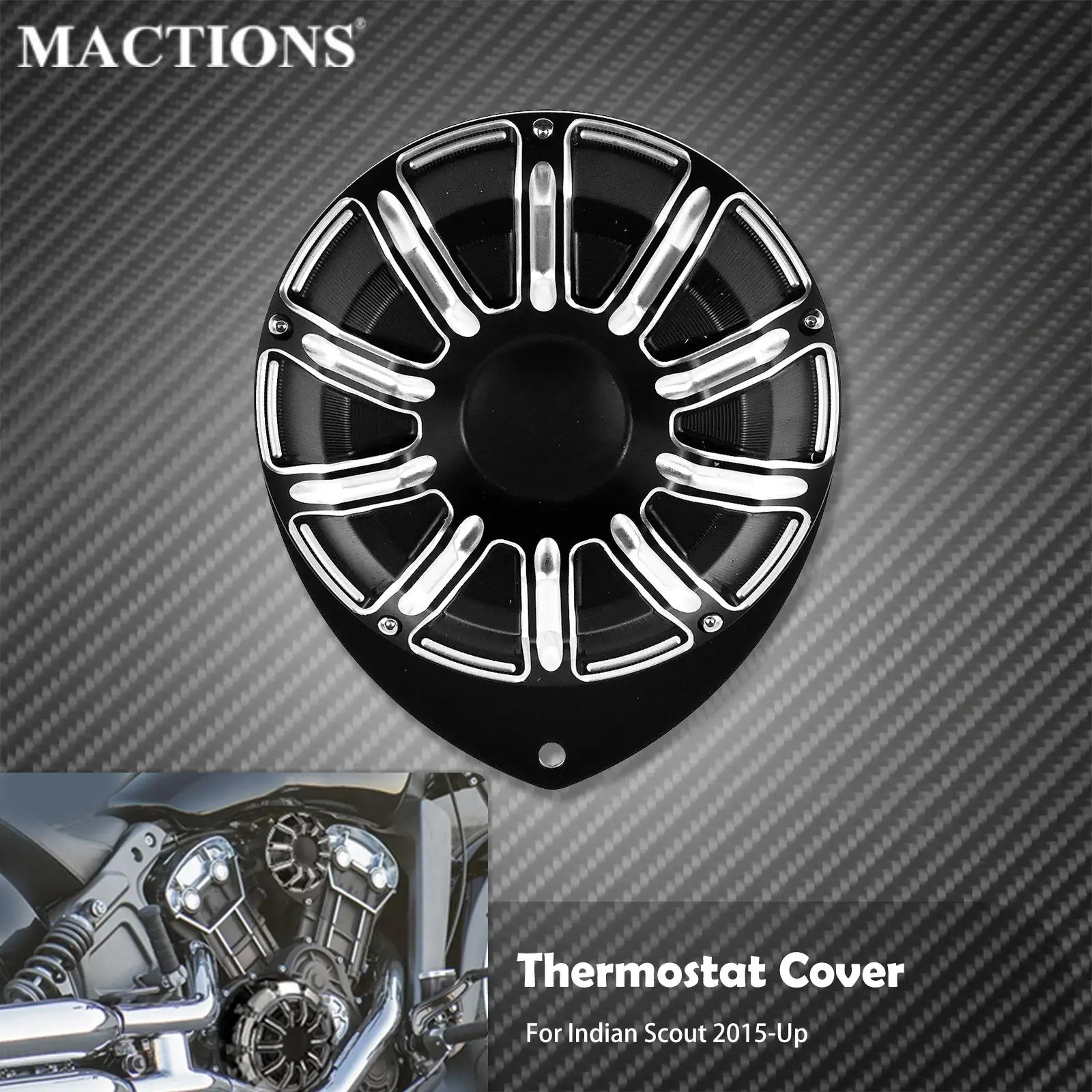 Motorcycle Black Right Side Thermostat Cover CNC Aluminum For Indian Scout 2015 2016 2017 2018 2019 2020 Models