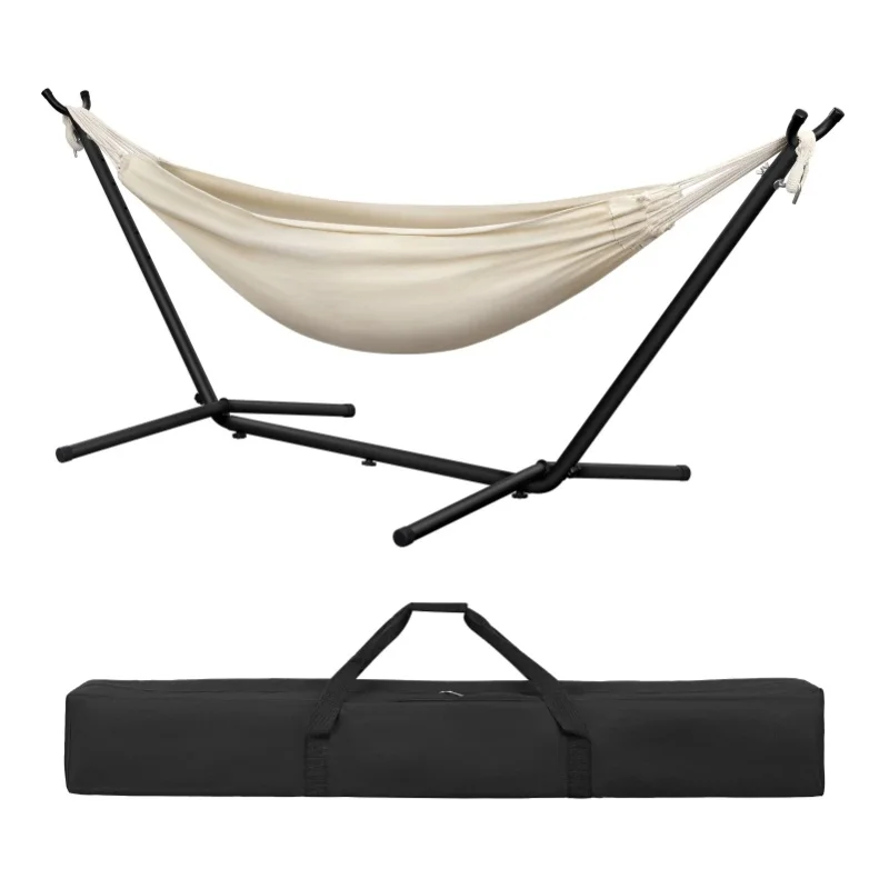 EUGAD Tragbare Doppel-Hängematte mit Robustem Gestell 250kg Tragkraft 2-Personen Outdoor Hängeschaukel für Camping Garten 280x106x100cm