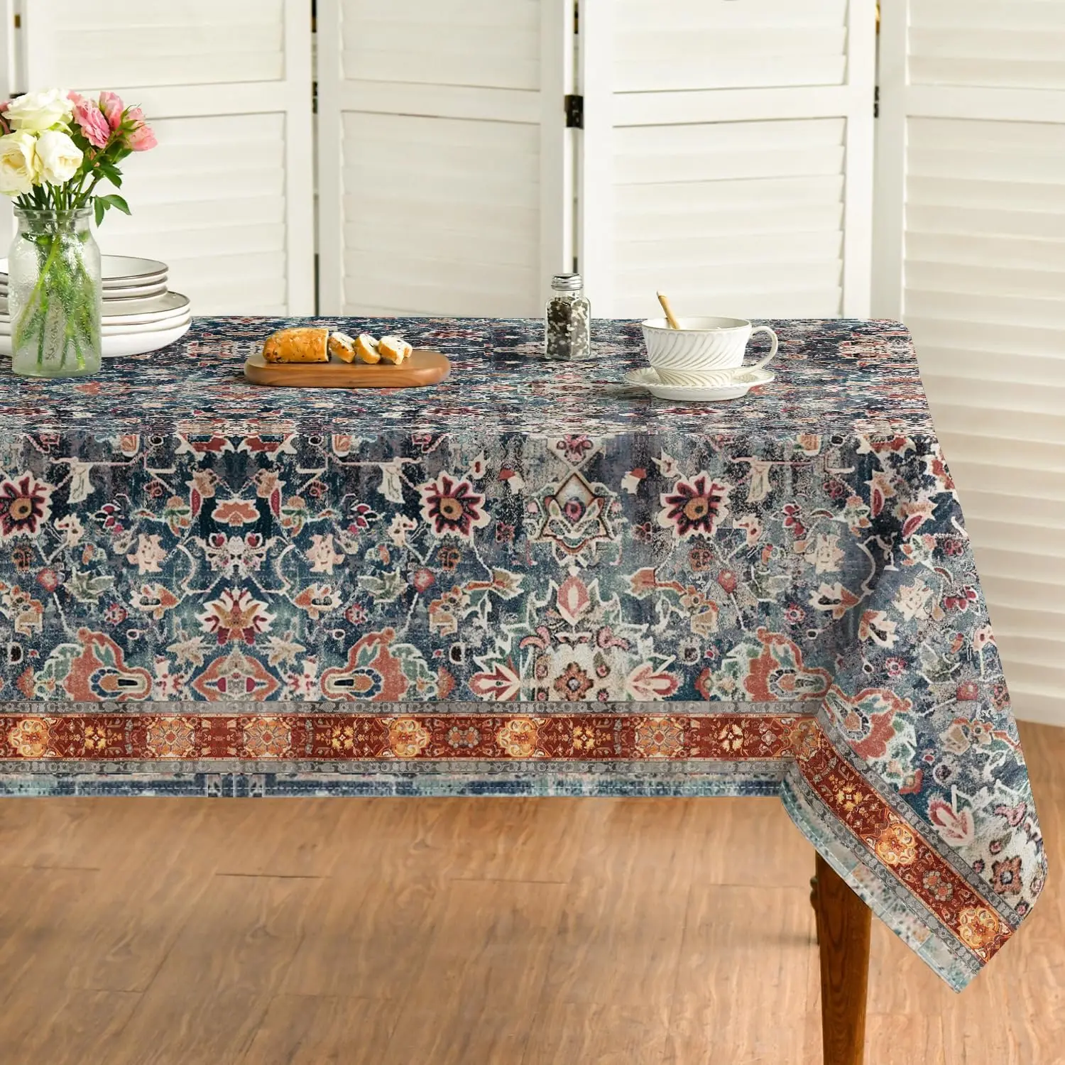 Vintage Country Rustic Boho Bohemia Style Rectangle Tablecloth Dining Room Decor Waterproof Tablecloth for Table Decoration