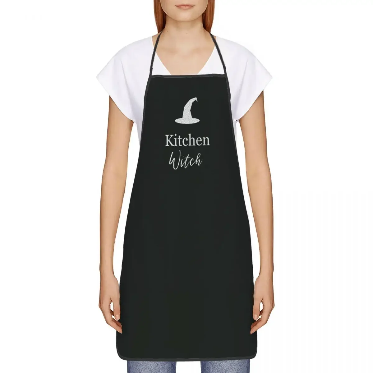 Funny Kitchen Witch Bib Apron Women Men Unisex Chef Happy Halloween Tablier Cuisine for Cooking Baking Gardening