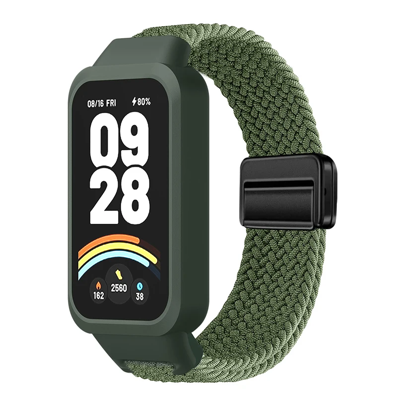 Magnetisches geflochtenes Armband + Schutzhülle für Xiaomi Smart Mi Band 9 8 Active Zubehör Sport Nyon Loop Armband + Abdeckung Correa Redmi Band 3 2 – Detail 3