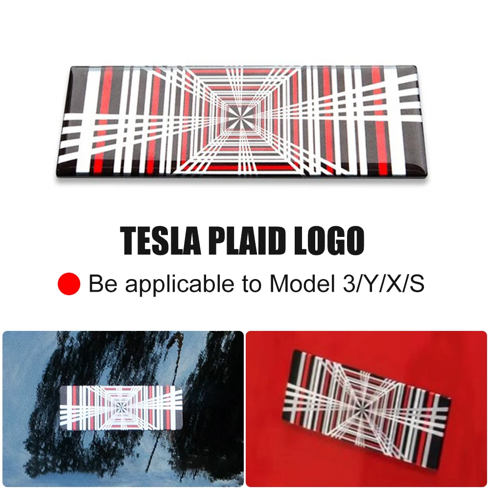 Auto PLAID Emblem Heckklappe Aufkleber Grid Aufkleber Abzeichen Auto Aluminium Brief Dekoration für Tesla Modell 3 S X Y 2023 Zubehör