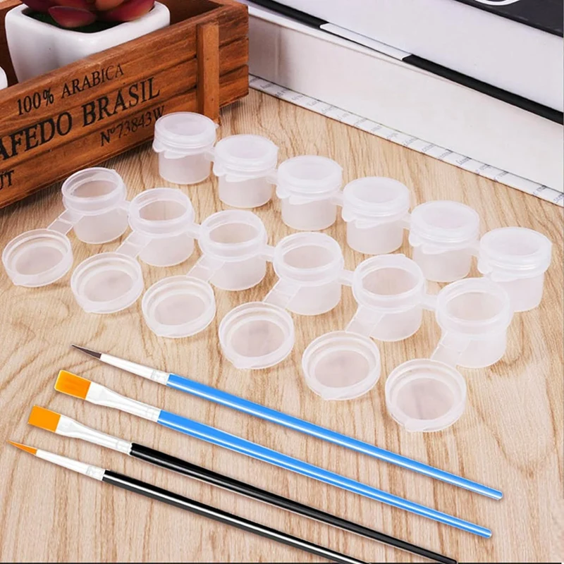 ที่เก็บสีอะคริลิกพร้อมแปรงทาสี240มล./2.8กรัมพร้อมฝาเก็บสีพลาสติกสำหรับห้องเรียนศิลปะในโรงเรียน