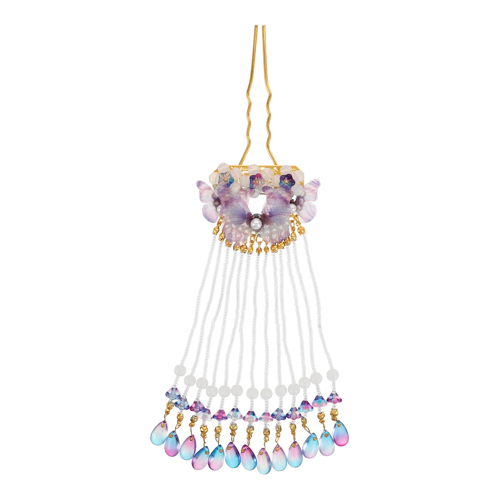 

Hair Accessories Chinese Style Hanfu Headdress for Girls Wing Elements Zinc Alloy Comb Butterfly Tassel Clip Bride